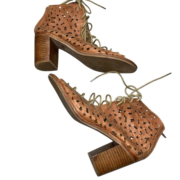 Jeffrey Campbell Brown Leather Cors-Daisy Lace Up Booties Sandals Shoes size 8 - Picture 8 of 14